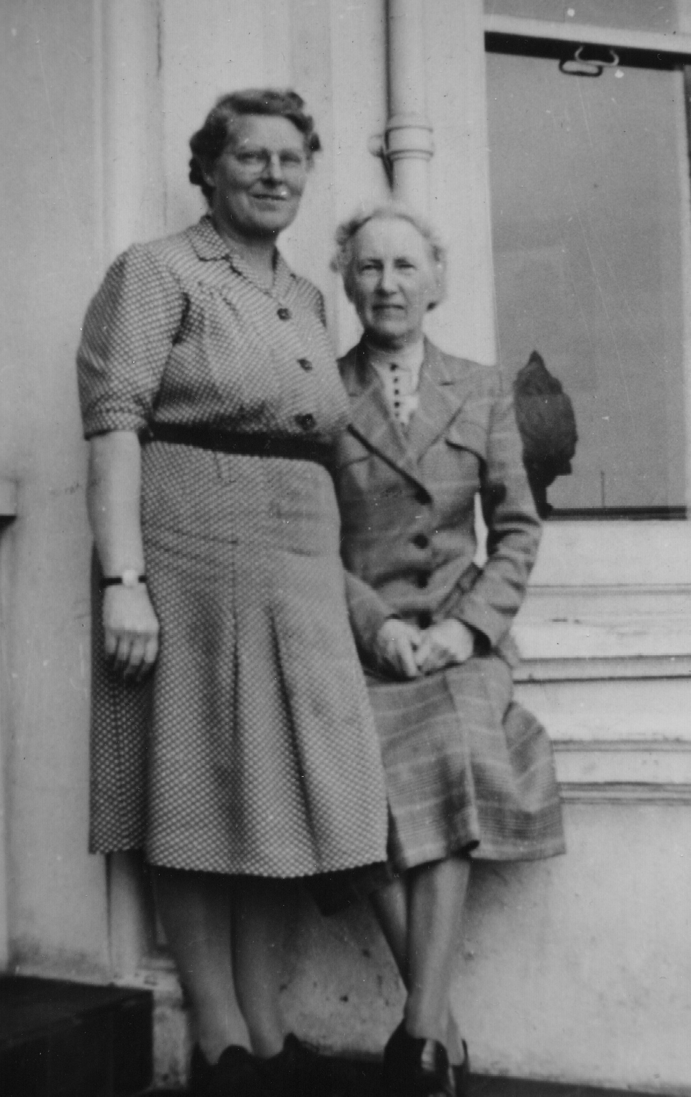 Vera Hawkins and Margaret Barbour outside Queen's Gardens Eastbourne